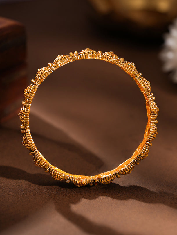 Gold Plated Floral Medallion Bangles Set of 2