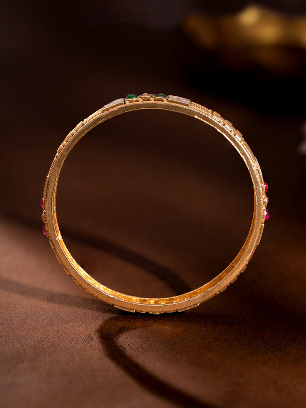 Gold Plated Meenakari Ruby Bangles Set of 2