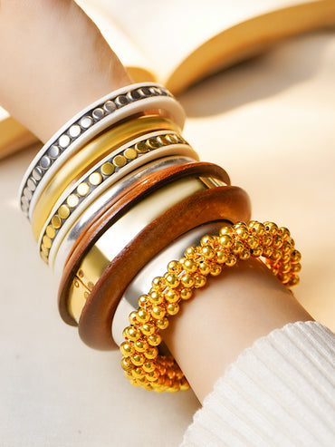 Mixed Texture Fusion Statement Bangles Set