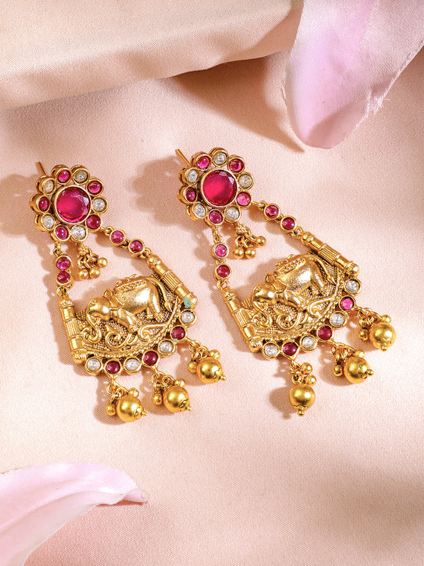 Ruby Studded Elephant Motif Temple Choker Set