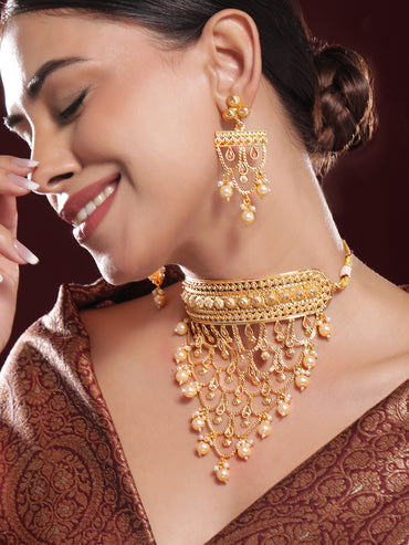 Pearl Drop Layered Choker Set