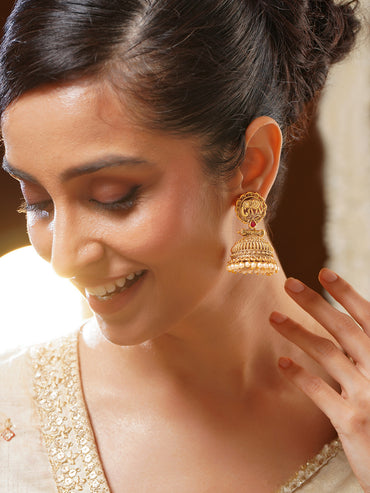 Gold Plated Royal Elephant Meenakari Sui Dhaga Earrings