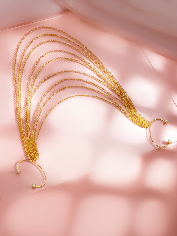 Gold Layered Chain Drape Hair Accessory