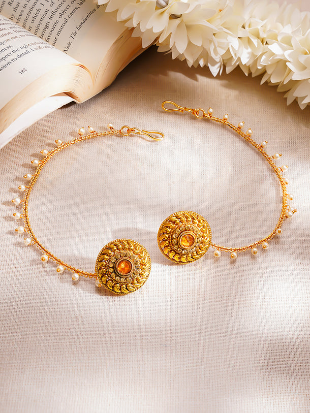 Gold Plated Pearl Beaded Kaan Chain