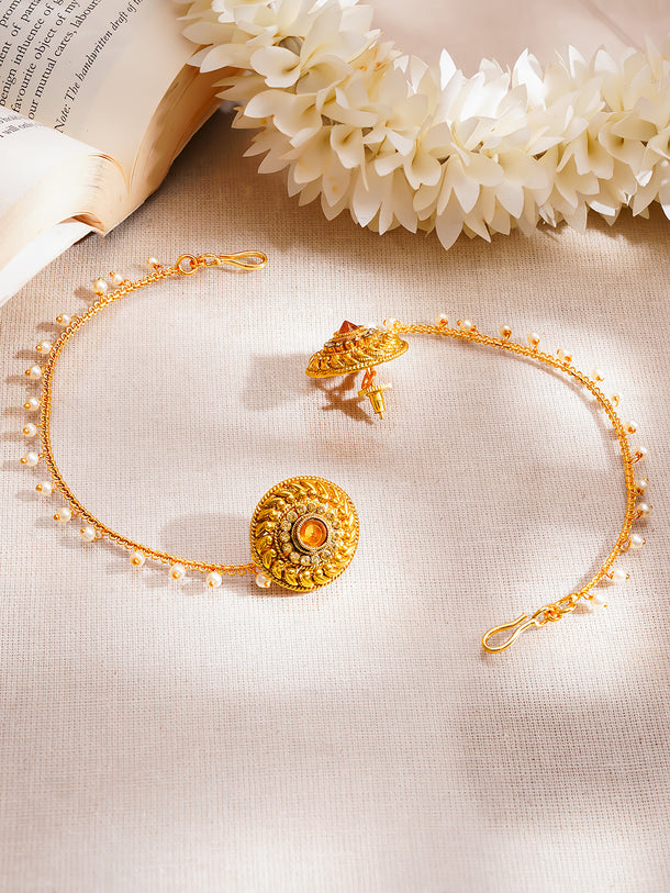 Gold Plated Pearl Beaded Kaan Chain