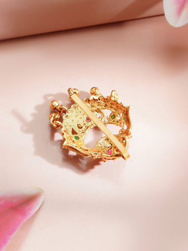 Gold Plated Ruby Moonlit Ghungroo Chandbali Hair Accessory Set of 9