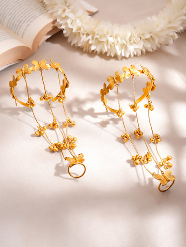 Golden Butterfly Haathphool Bracelet Set