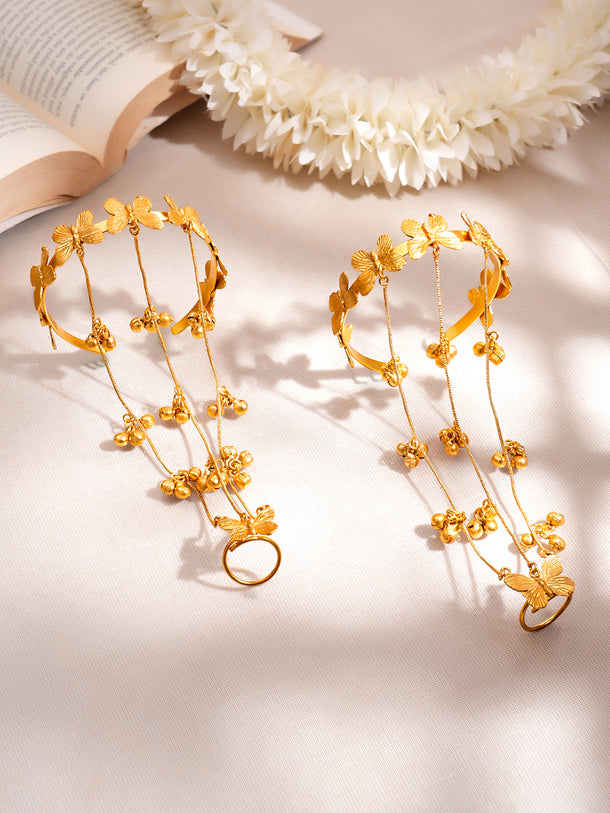 Golden Butterfly Haathphool Bracelet Set