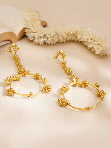 Set of 2 Gold Plated Haathphool With Bead Detailing