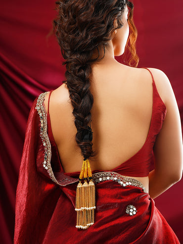 Gold Plated Kundan Punjabi Paranda Hair accessory