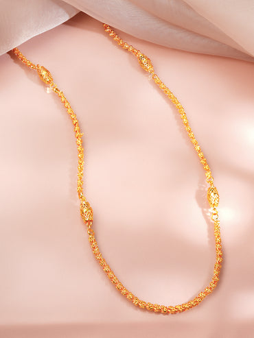 Gold Plated Filigree Beaded Long Chain Necklace
