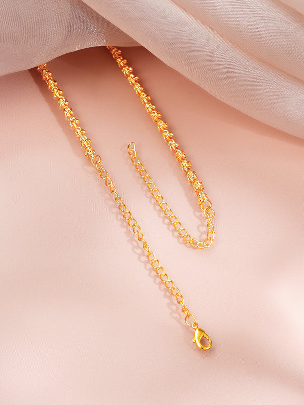 Gold Plated Filigree Beaded Long Chain Necklace