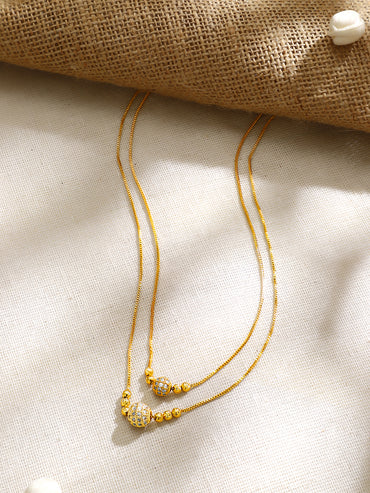 Gold Plated Twin Layer Zirconia Orb Bead Chain Necklace