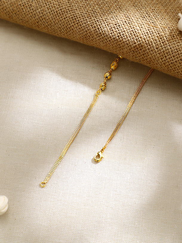 Gold Plated Diamond-Cut Bead Everyday Box Chain Necklace
