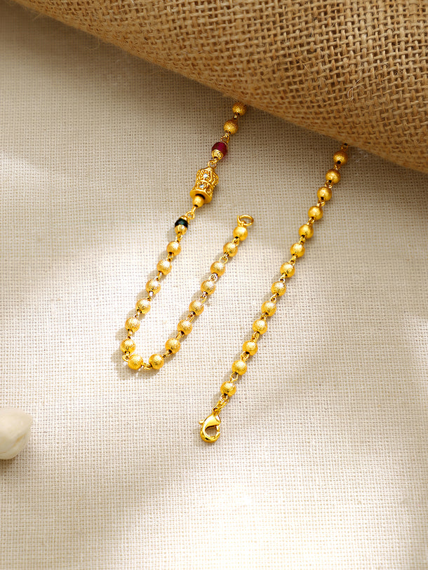 Gold Plated Sparkle Bead Ruby Emerald Zirconia Orb Mala Chain