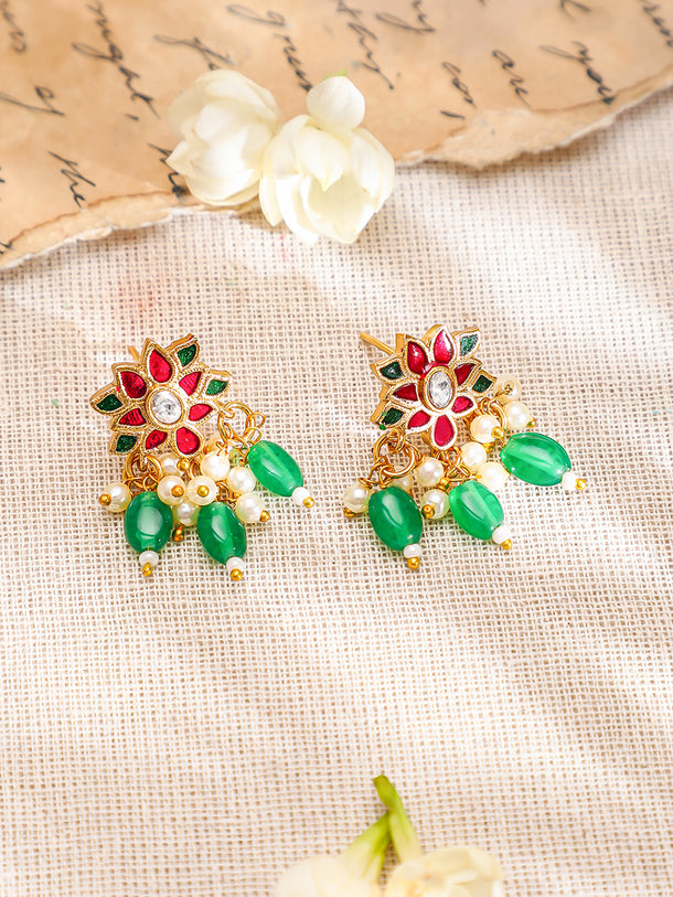 Multicolor Studded Floral Necklace Set