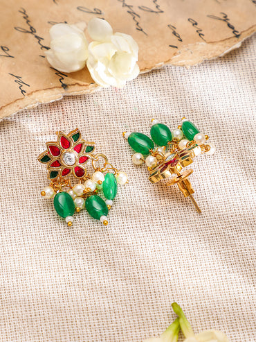 Multicolor Studded Floral Necklace Set