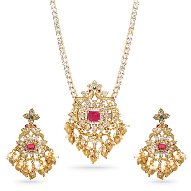 American Diamond Zirconia Studded Necklace Set