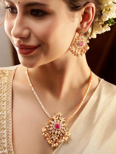 American Diamond Zirconia Studded Necklace Set
