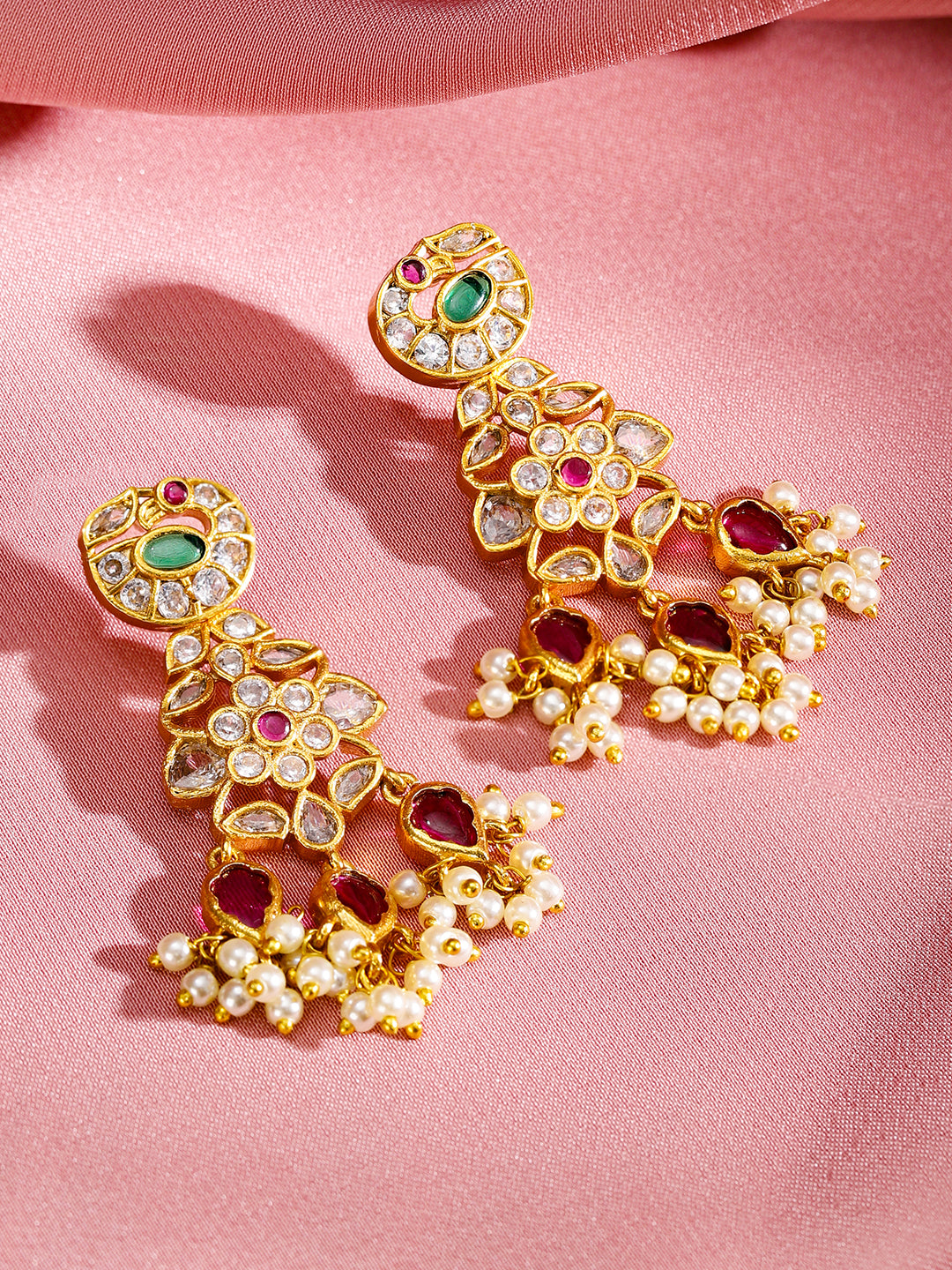 Multicolor Studded Pearl Necklace Set