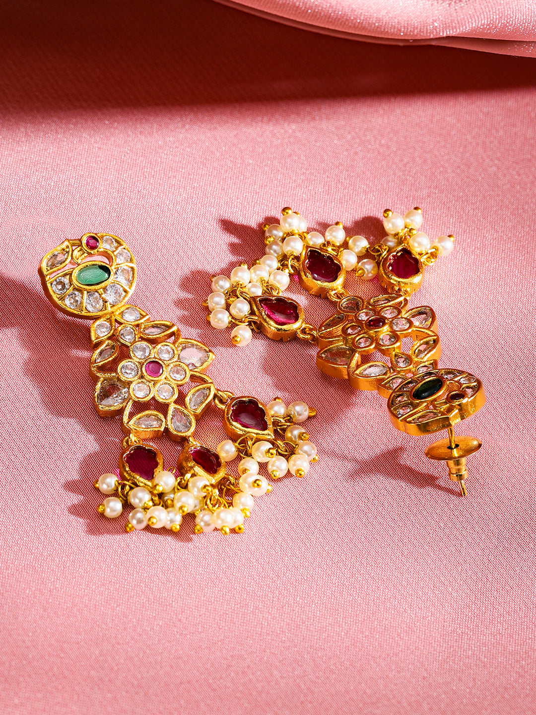 Multicolor Studded Pearl Necklace Set