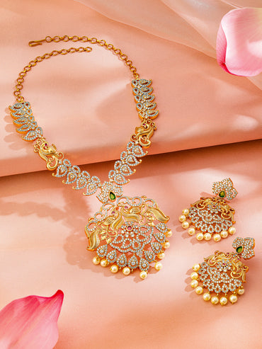 Pearl Drop American Diamond Zirconia Necklace Set