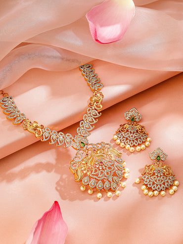 Pearl Drop American Diamond Zirconia Necklace Set