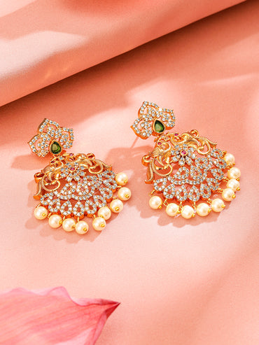 Pearl Drop American Diamond Zirconia Necklace Set