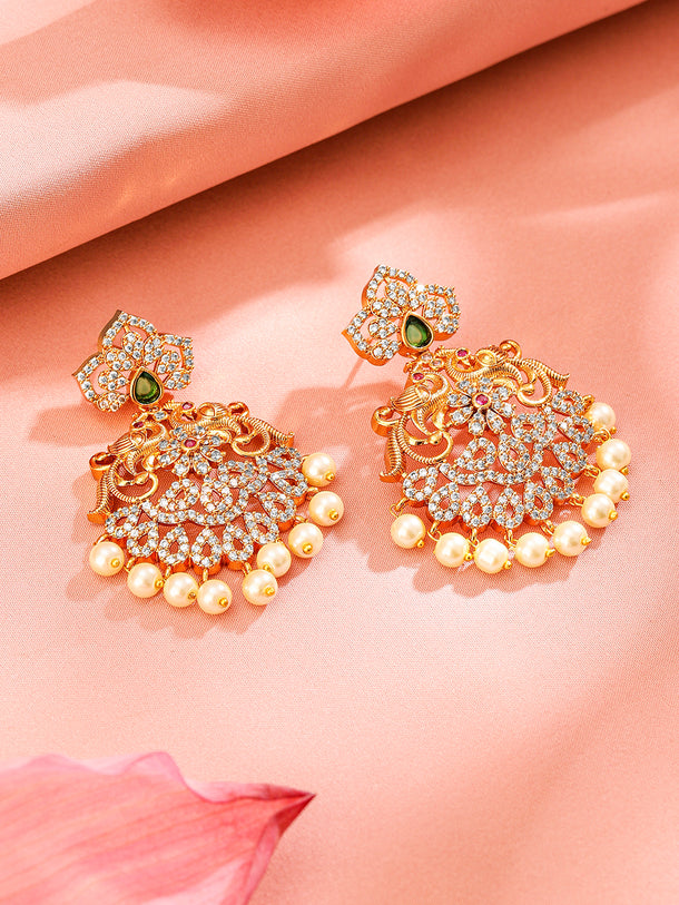 Pearl Drop American Diamond Zirconia Necklace Set