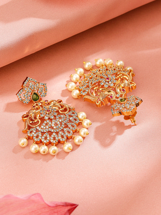 Pearl Drop American Diamond Zirconia Necklace Set