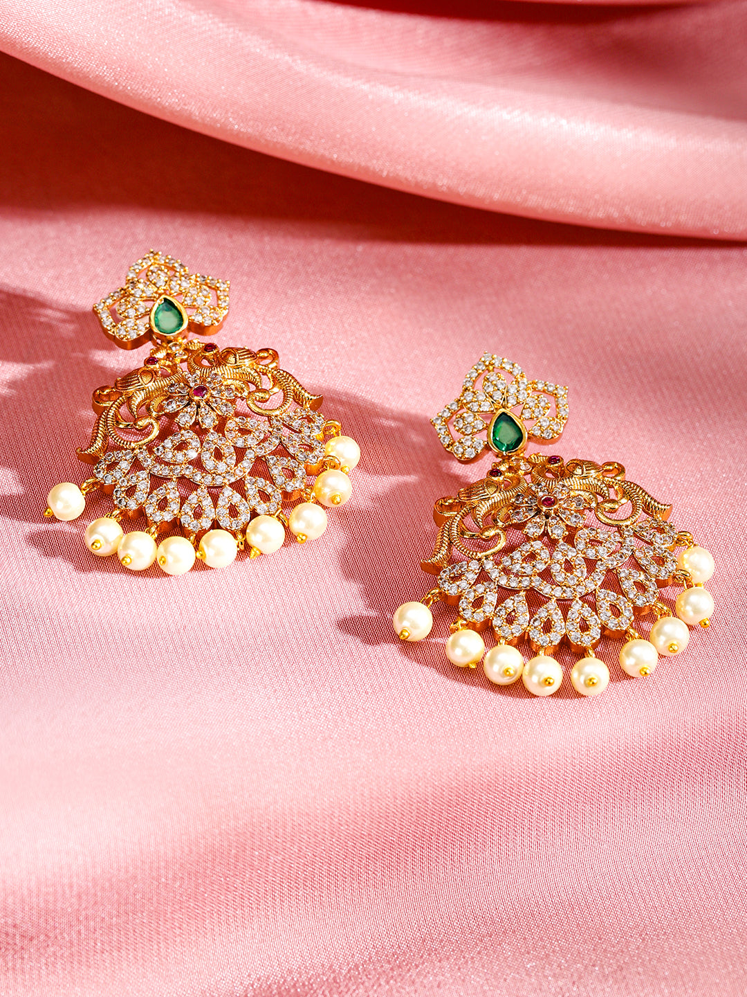 Pearl Drop American Diamond Zirconia Necklace Set