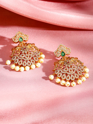 Pearl Drop American Diamond Zirconia Necklace Set