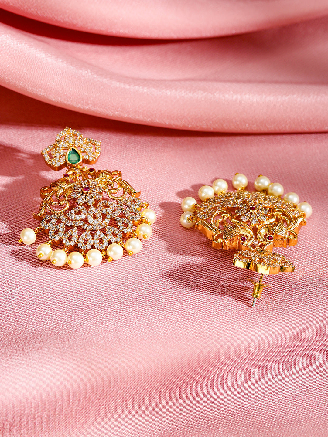 Pearl Drop American Diamond Zirconia Necklace Set