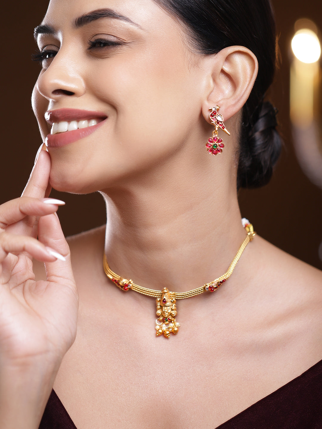 Lord Balaji Temple Necklace Set