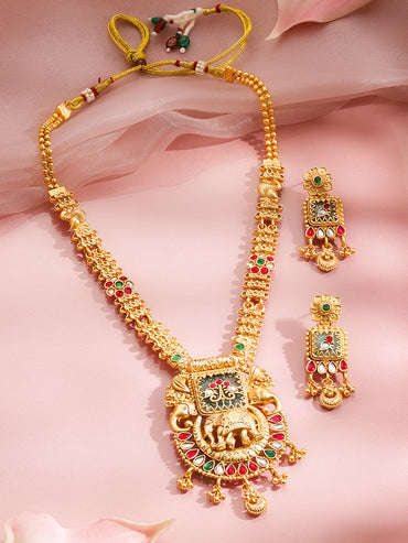 Royal Engraved Gold Necklace Set