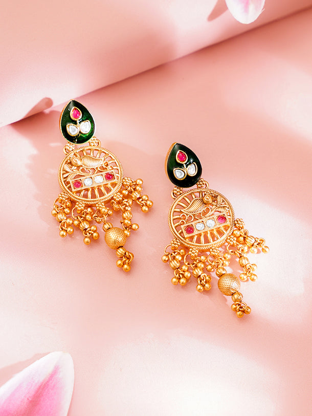 Golden Beaded Traditional Long Necklace Set