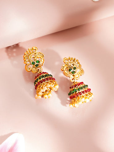 Gold Plated Peacock Motif Pendant Necklace Set