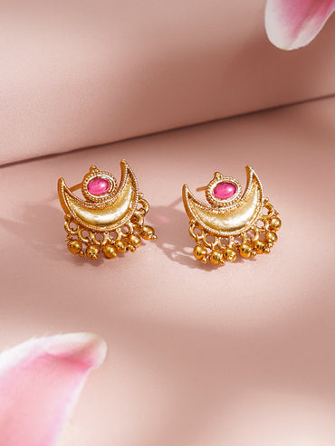 Gold Plated Ruby Crescent Jewellery Set