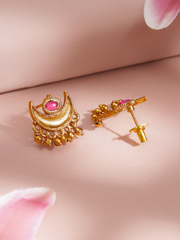 Gold Plated Ruby Crescent Jewellery Set
