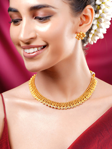 Gold Plated Coin Motif Necklace Set