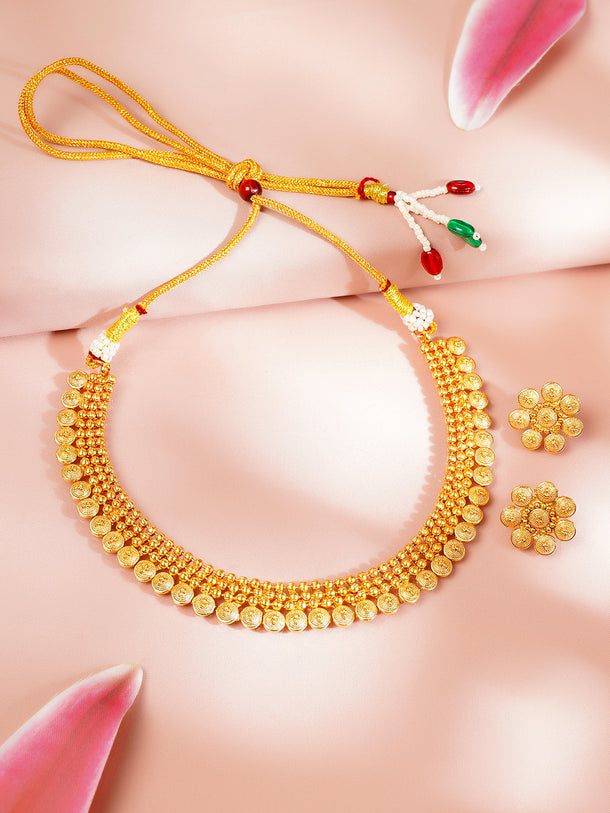 Gold Plated Coin Motif Necklace Set