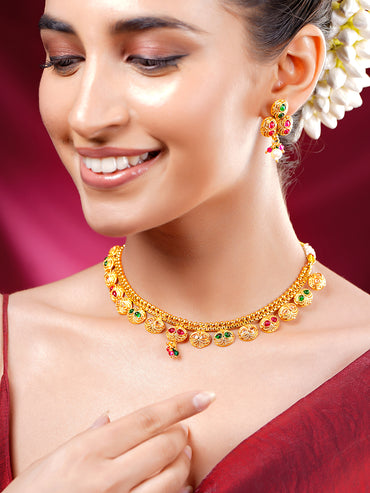 Gold Plated Multicolor Necklace Set