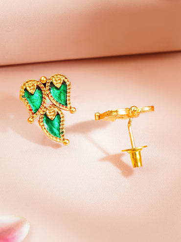 Gold Plated Leaf Drop Emerald Necklace Set