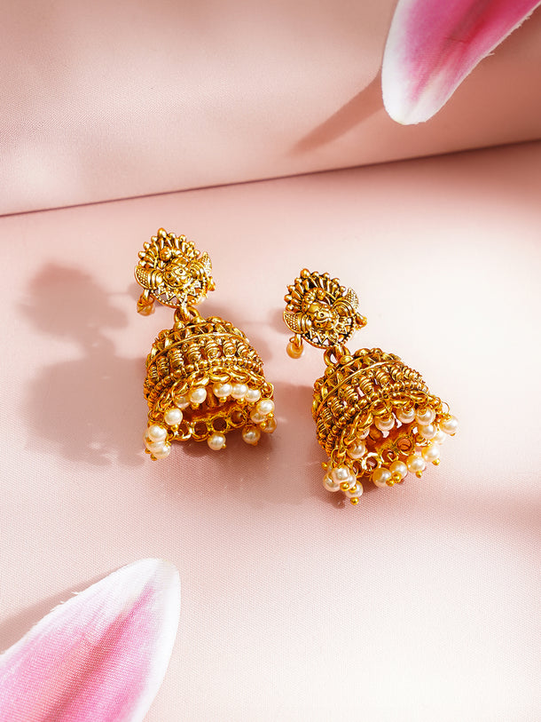 Gold Plated Peacock Motif Pendant Necklace Set
