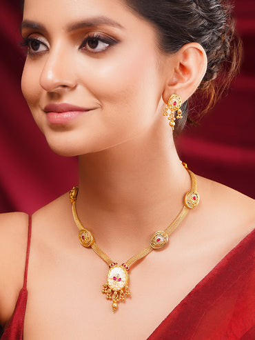 Gold Plated Multi Charm Necklace Set