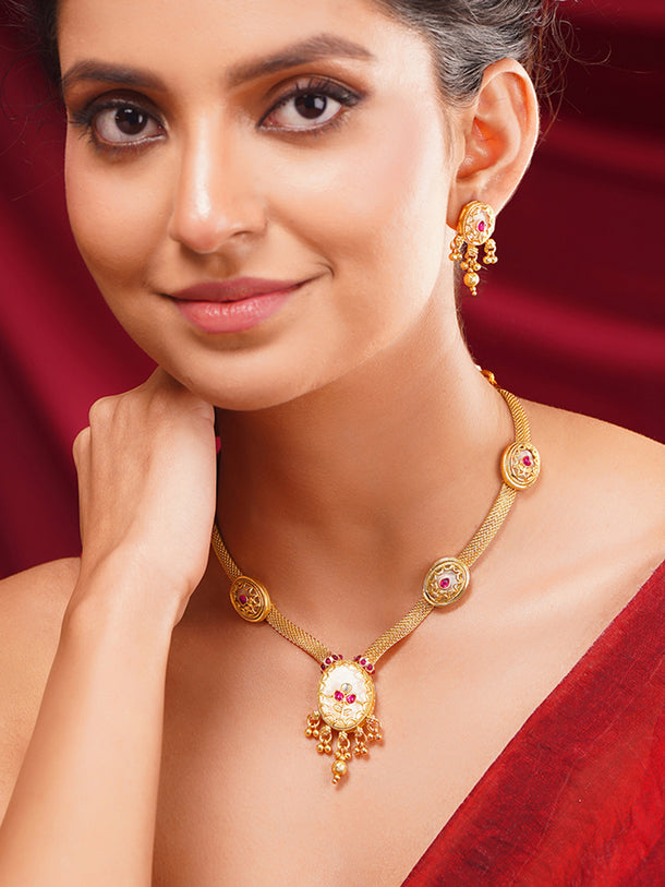 Gold Plated Multi Charm Necklace Set