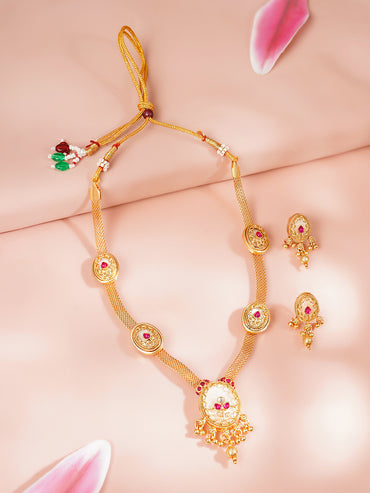 Gold Plated Multi Charm Necklace Set