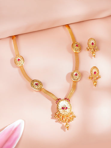 Gold Plated Multi Charm Necklace Set