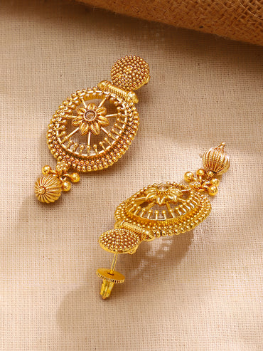 Gold Plated Sunburst Medallion Necklace Set