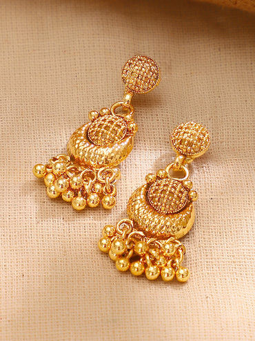 Gold Plated Shell Bead Fringe Jhumka Jewellery Set